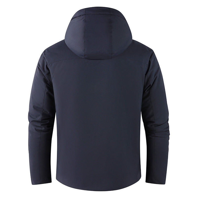 Men's Plush Lined Winter Parka with Hood, Windproof Shell & Concealed Front Placket Mune Fashion