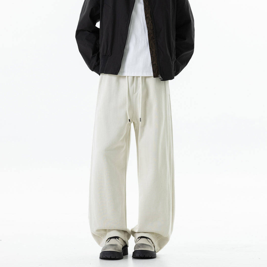 Herren Lässige Jersey-Hose mit Kordelzug, geradem Bein und dekorativen Steppnähten Mune Fashion