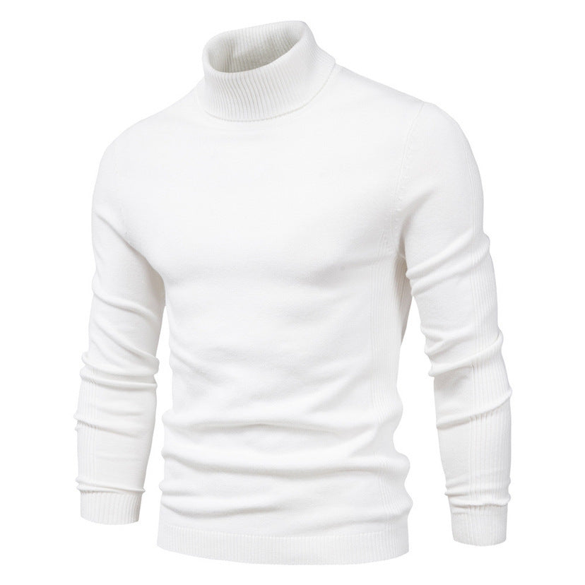 Men's fitted fine knit roll neck sweater with ribbed structure on sleeves and cuffs Mune Fashion