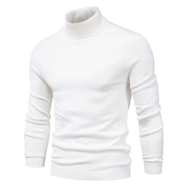 Men's fitted fine knit roll neck sweater with ribbed structure on sleeves and cuffs Mune Fashion