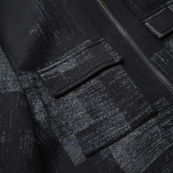 Men's overshirt jacket in shirt jacket style with graphic patch pattern and zipper Mune Fashion