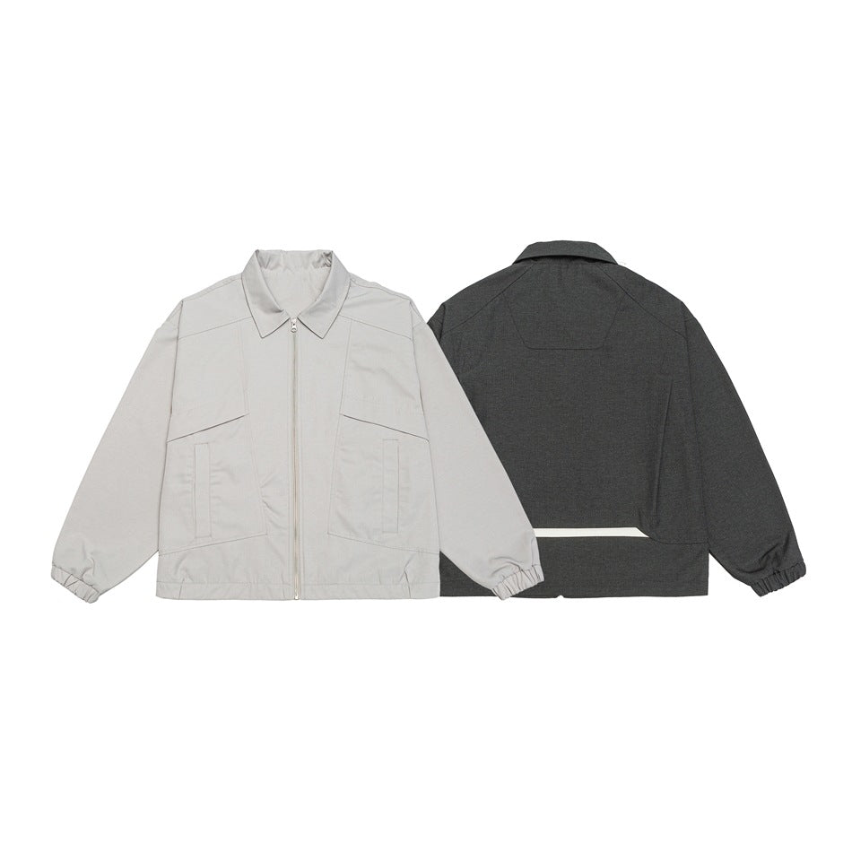 Unisex short jacket in boxy cut with continuous zipper and flap pockets Mune Fashion