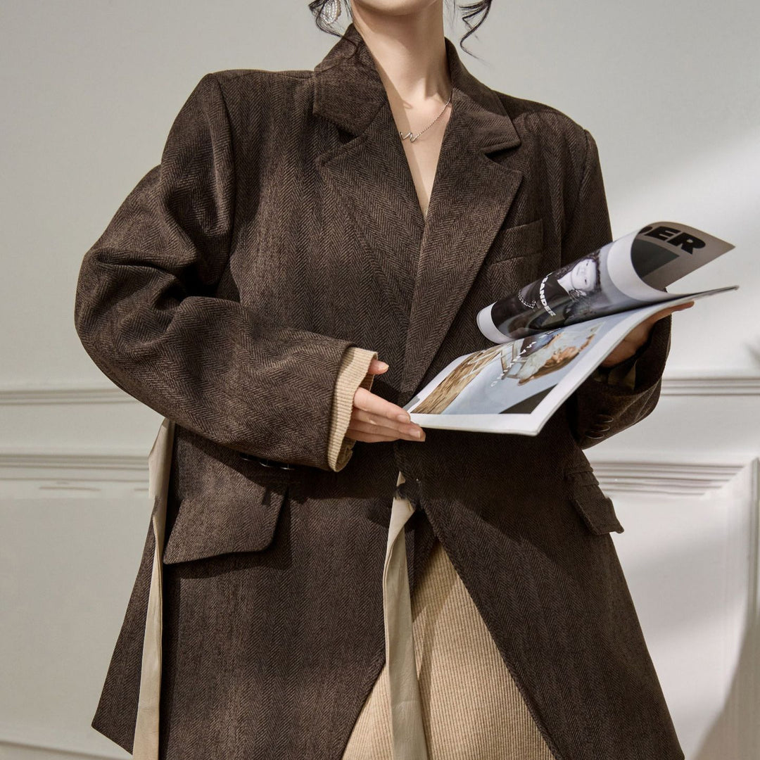 Women's Elegant and Versatile Blazer with Waist Belt Mune Fashion