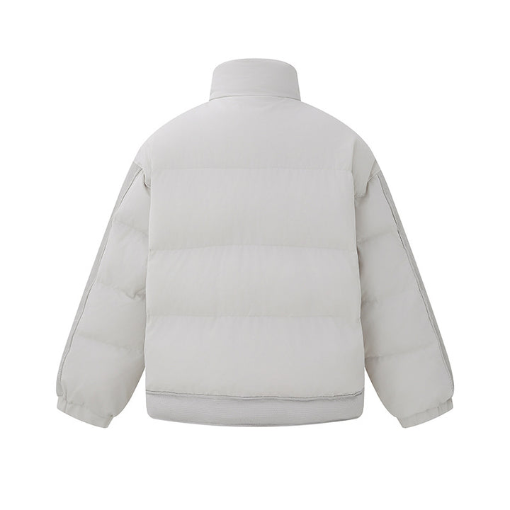 Unisex Short Cut Boxy Quilted Jacket with High Stand-Up Collar and Snap Button Placket Mune Fashion