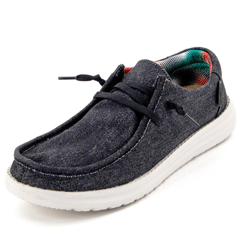 Men's Casual Canvas Moccasin Slipper with Braided Lacing and Spotted EVA Sole Mune Fashion