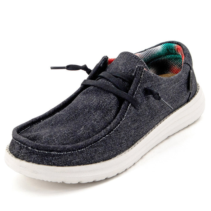 Men's Casual Canvas Moccasin Slipper with Braided Lacing and Spotted EVA Sole Mune Fashion