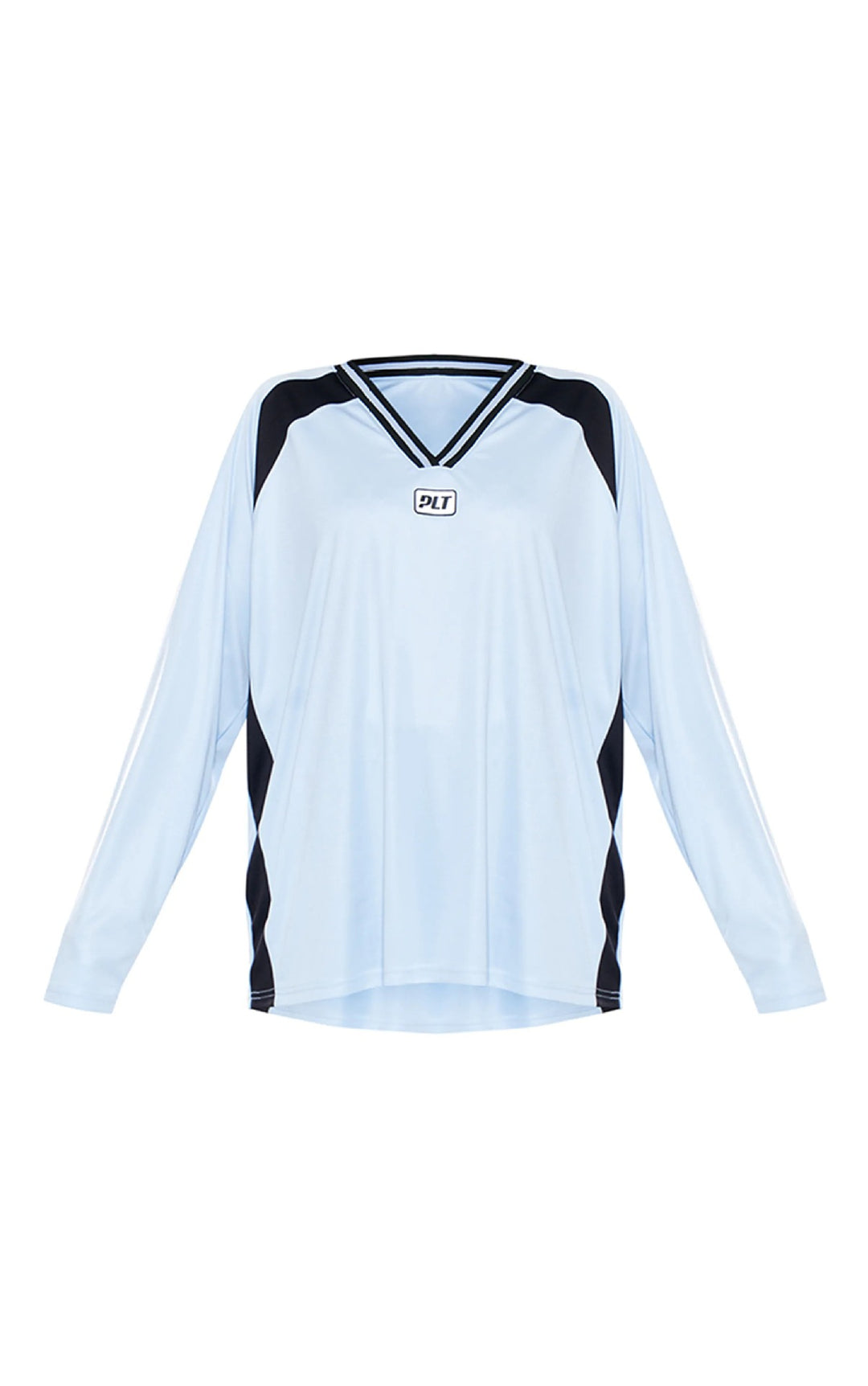 Men's Long Sleeve Sports Jersey in Oversized Cut with V-Neck and Contrast Panels Mune Fashion
