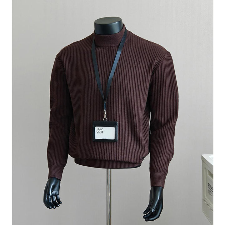 Men's Stylish Chunky Knit Sweater with Stand-Up Collar Mune Fashion