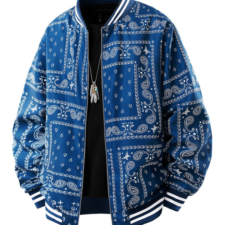 Men's Cool Bomber Jacket with Paisley Pattern Mune Fashion