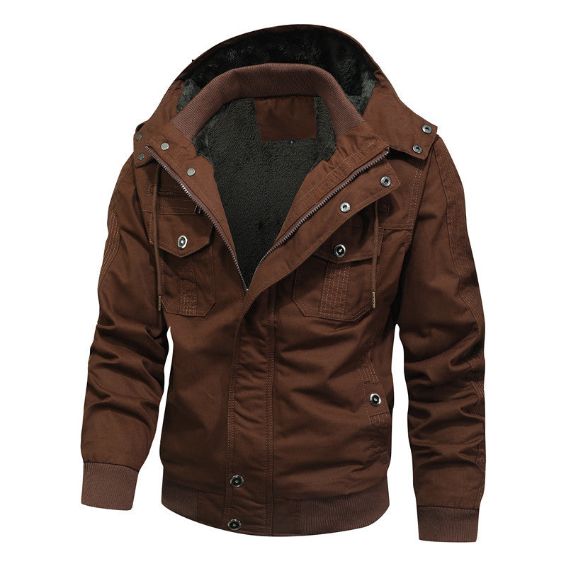 Men's work jacket made of canvas with teddy inner lining, hood, and utility pockets Mune Fashion