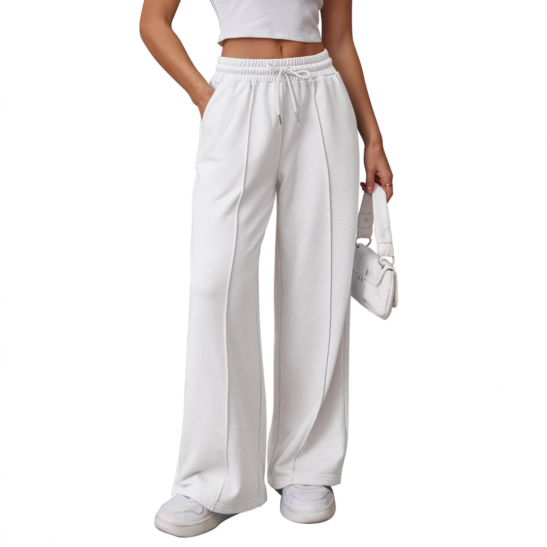 Women nan High-Waist Relax leisure pants with double ribbed waistband, visible crease and wide leg Mune Fashion