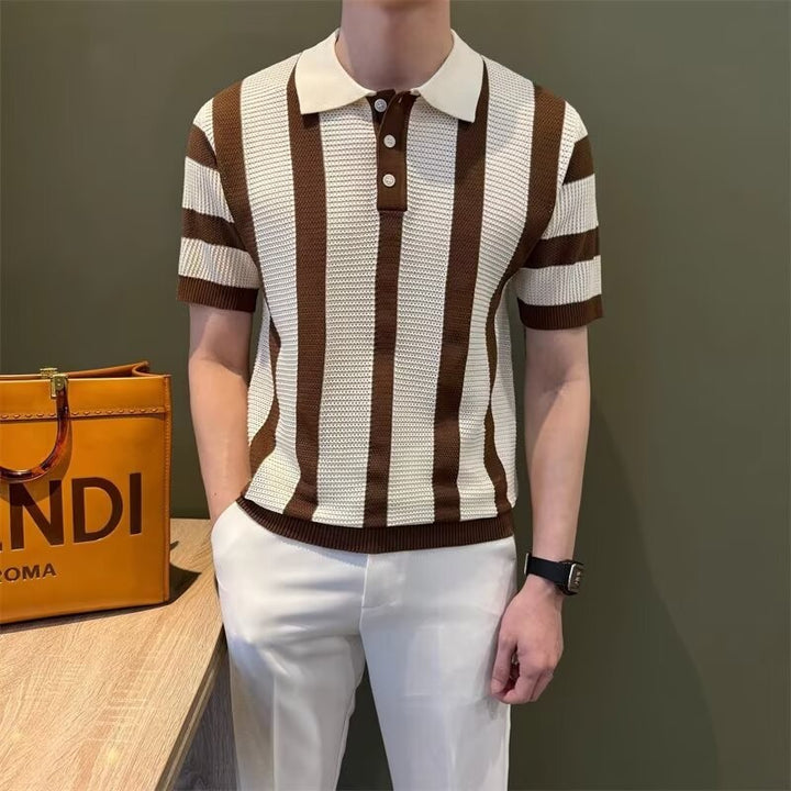 Men's Stylish Short-Sleeved Knitted Polo Shirt Mune Fashion