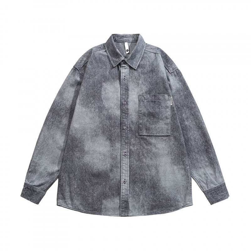Unisex Oversize Cotton Shirt with Washed Effect and Patch Chest Pocket Mune Fashion