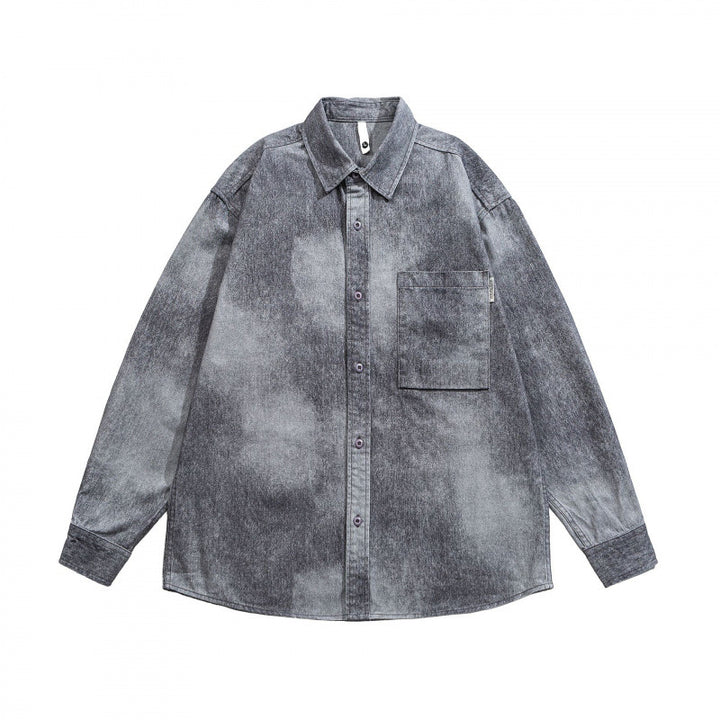 Unisex Oversize Cotton Shirt with Washed Effect and Patch Chest Pocket Mune Fashion