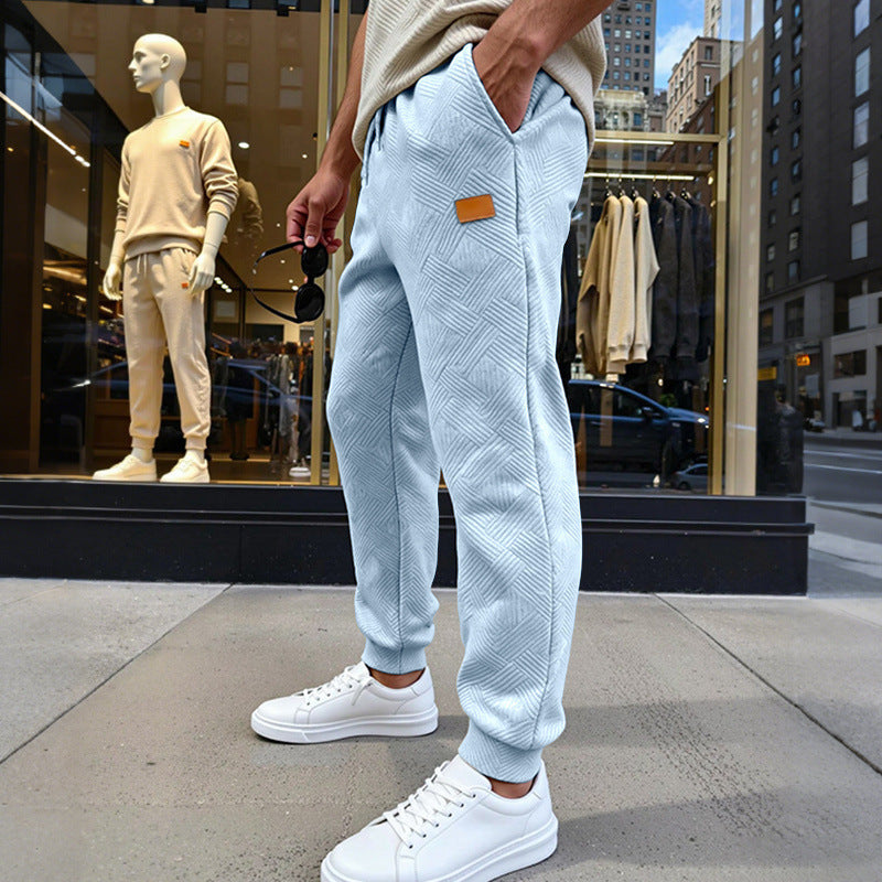 Men's quilted joggers with geometric texture pattern Mune Fashion