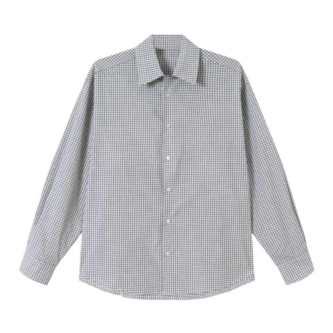 Men's Checked Relaxed-Fit Shirt with Kent Collar, Rounded Hem and Continuous Button Placket Mune Fashion