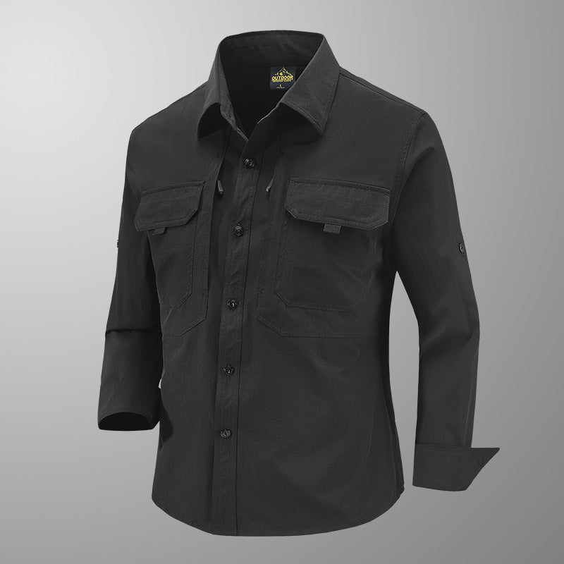 Men's Technical Field Shirt with Ripstop Structure, Chest Pockets and Roll-Up Sleeves Mune Fashion