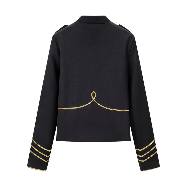 Women's Parade Jacket with Stand-Up Collar, Epaulettes and Gold Embroidered Decorations Mune Fashion