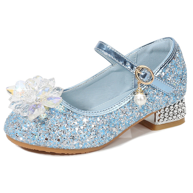 Girls' ballerinas with sparkling crystal flowers and glitter Mune Fashion