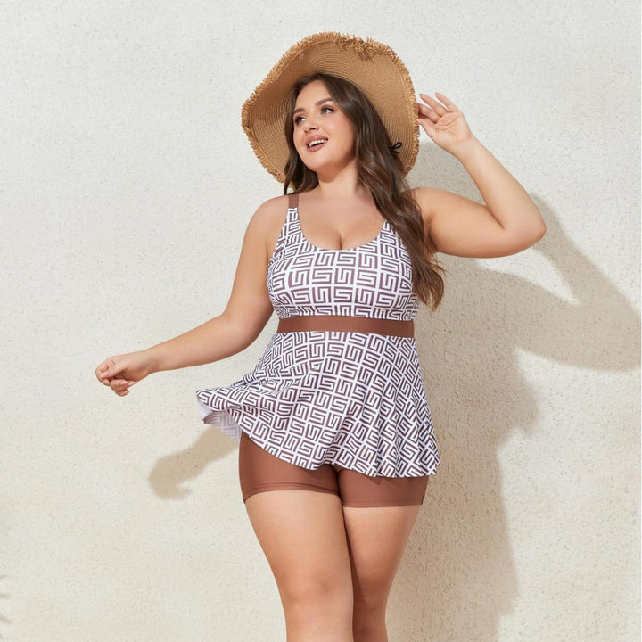 Ladies Fashionable Tankini with Sculptural Pattern Applications Mune Fashion