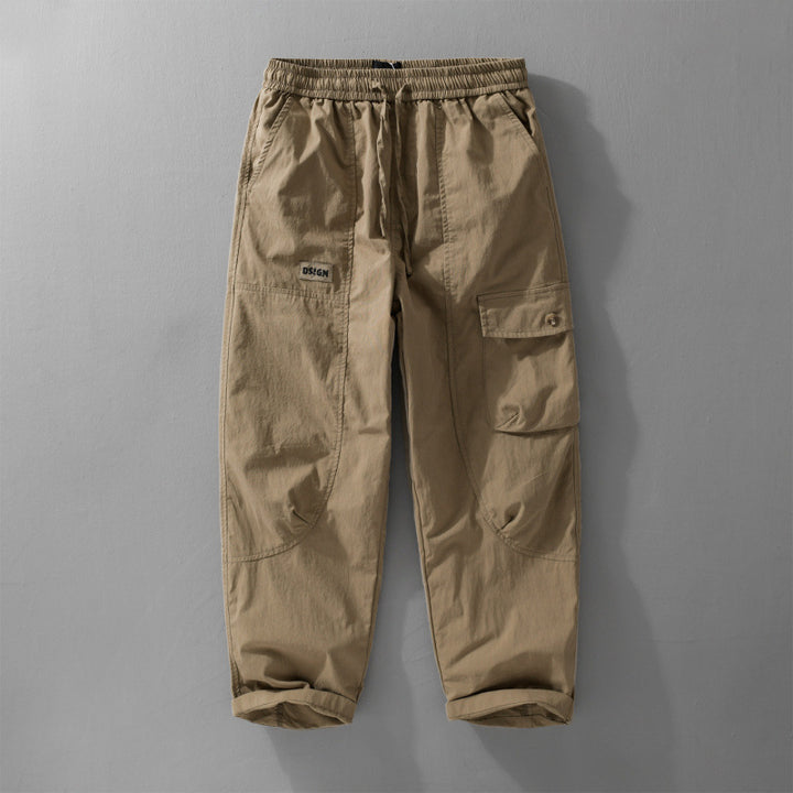 Men's Relaxed Cargo Pants with Elastic Waistband, Drawstring and Versatile Leg Pockets Mune Fashion