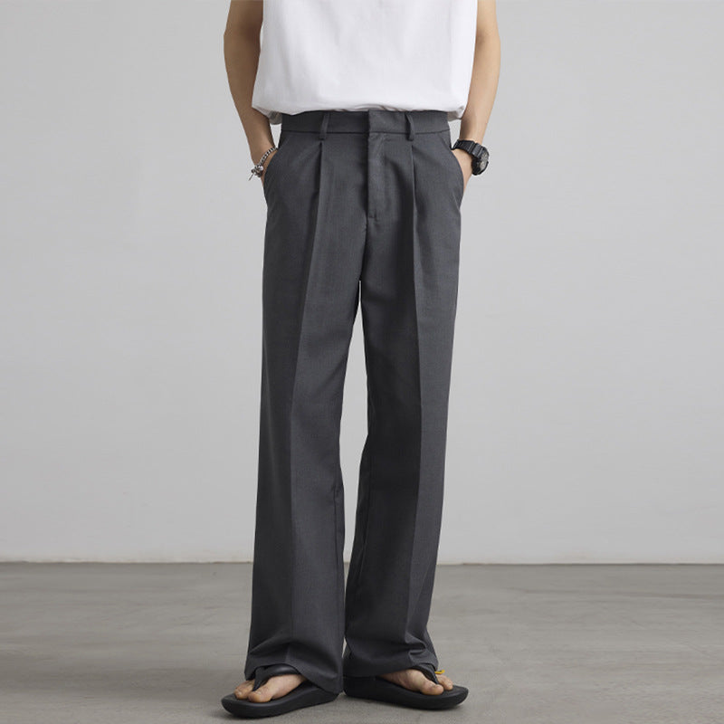 Men's Wide High-Waist Suit Pants with Pleat and Darts Mune Fashion