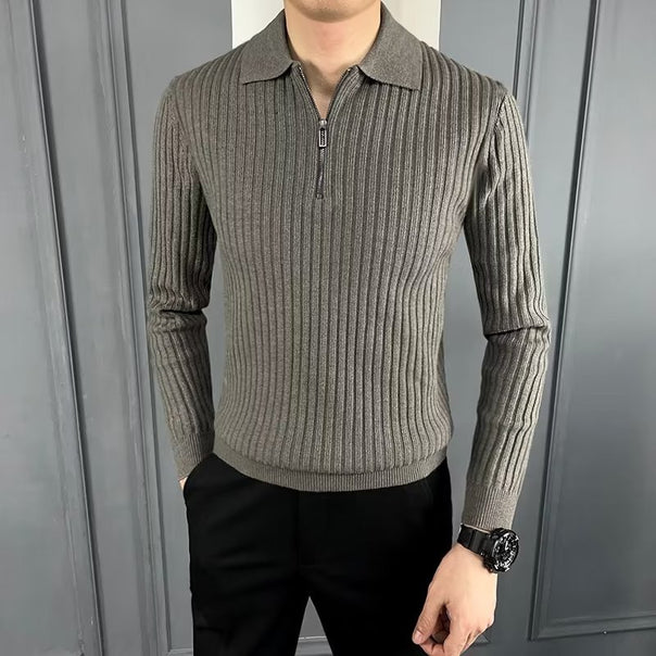 Men's Elegant Knit Sweater with Zipper Mune Fashion