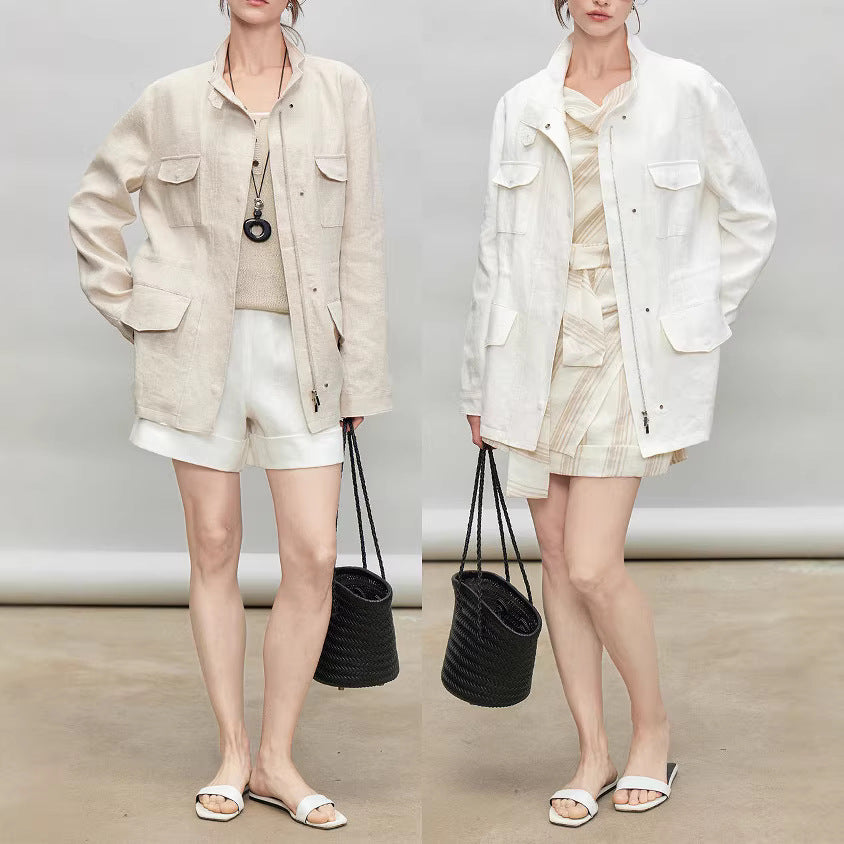 Women Light and Airy Linen Jacket Mune Fashion