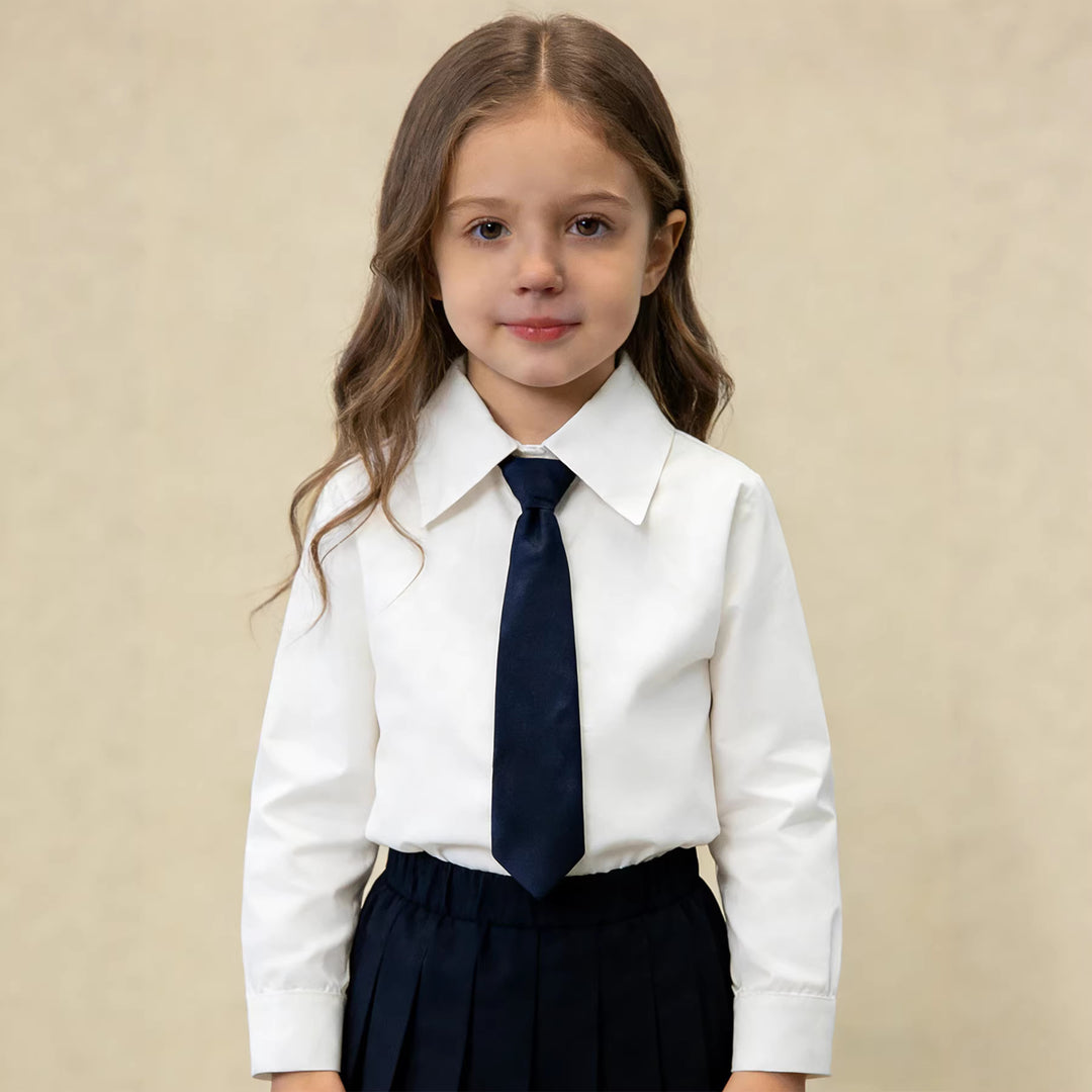 Girls Elegant Shirt with Classic Collar and Tie Mune Fashion