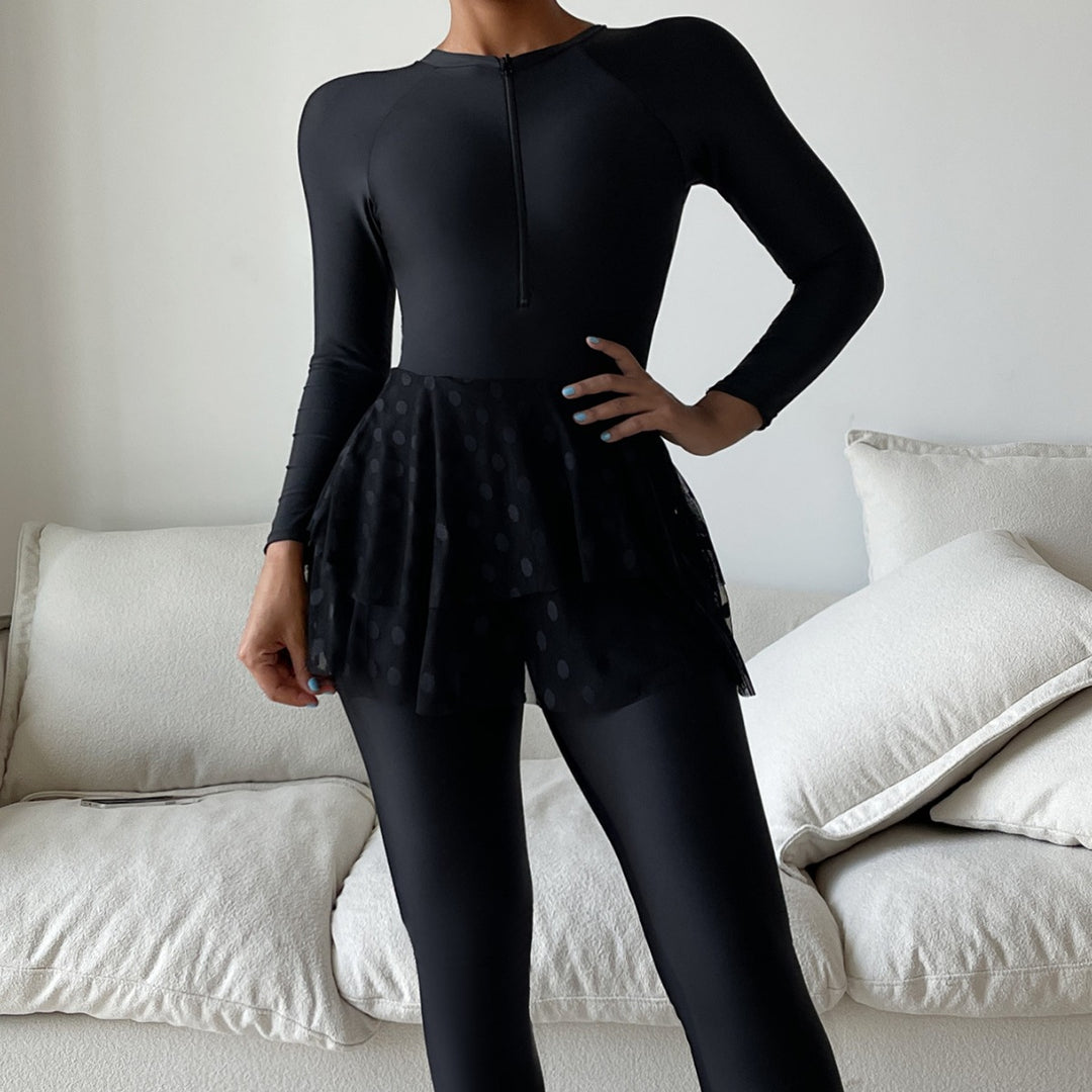 Ladies Sporty Swimsuit with Flared Skirt Mune Fashion