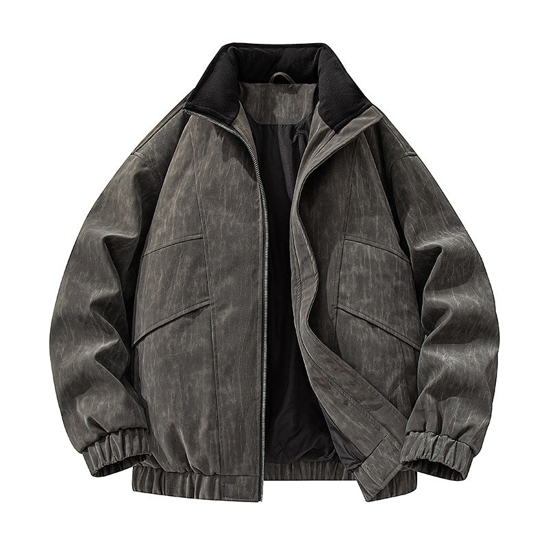 Men's loose functional jacket with stand-up collar and zipper Drune