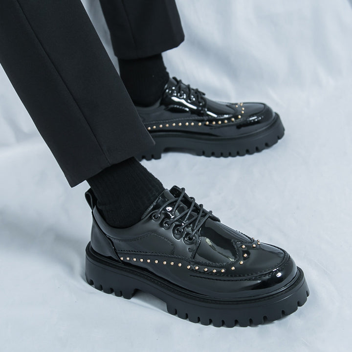 Women’s Platform Brogue Derby with distinctive profile sole and patent leather look Mune Fashion