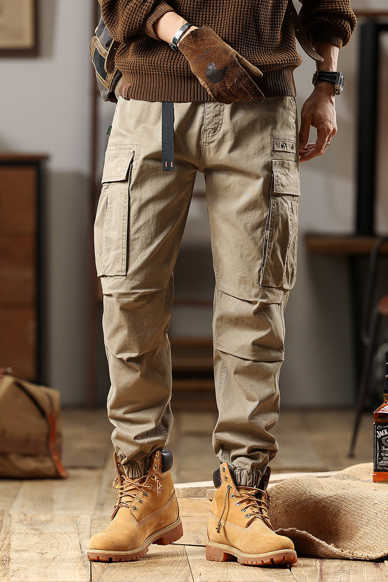 Men's Utility Cargo Pants with adjustable waistband, multiple pockets, and elastic hem Mune Fashion