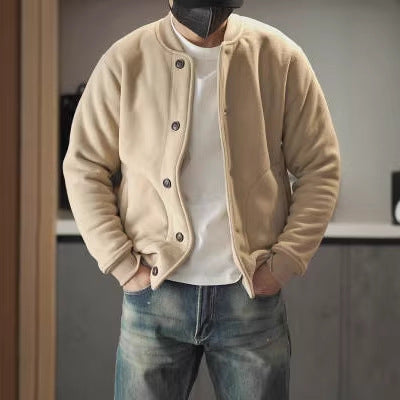 Men's Comfortable Fleece Jacket with Buttons Mune Fashion