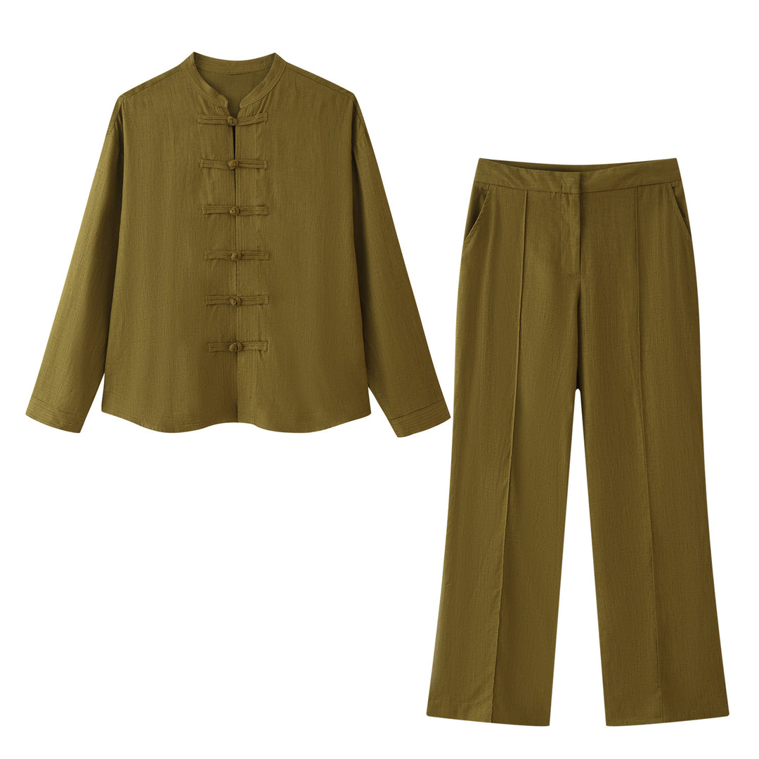 Women High-waisted wide fabric trousers with pleats and side pockets Mune Fashion