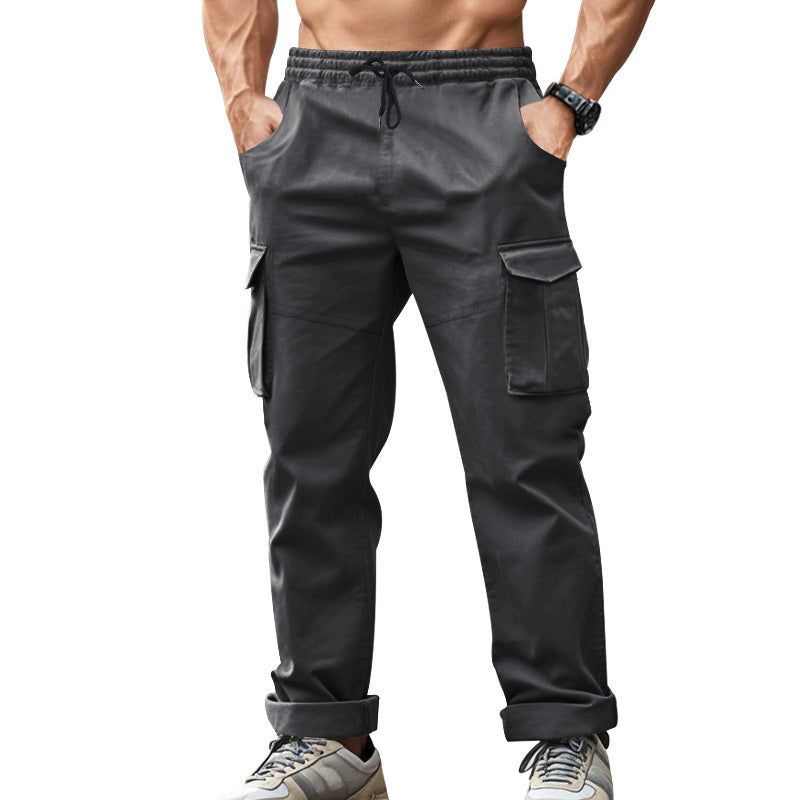 Men's urban cargo chinos in jogging style with elastic drawstring waistband and multifunctional pockets Mune Fashion