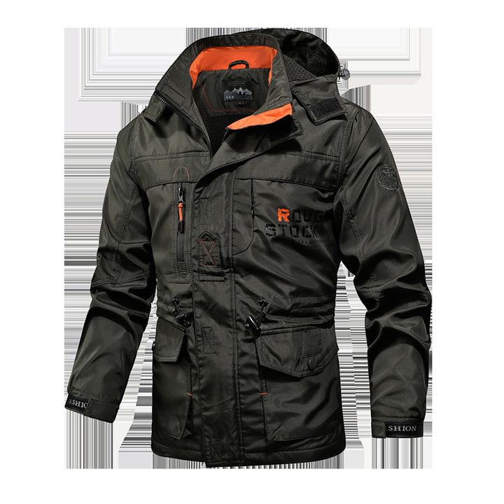 Men's Utility Field Parka with Hood, Multifunctional Pockets and Waist Drawstring Mune Fashion