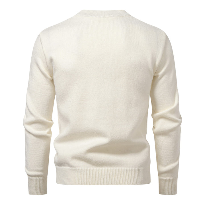 Men's fine-knit Henley pullover with short button placket and ribbed stand-up collar Mune Fashion