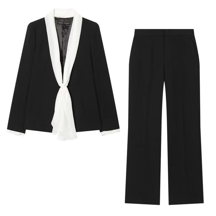 Women's elegant high-waisted wide-leg suit pants with crease Mune Fashion