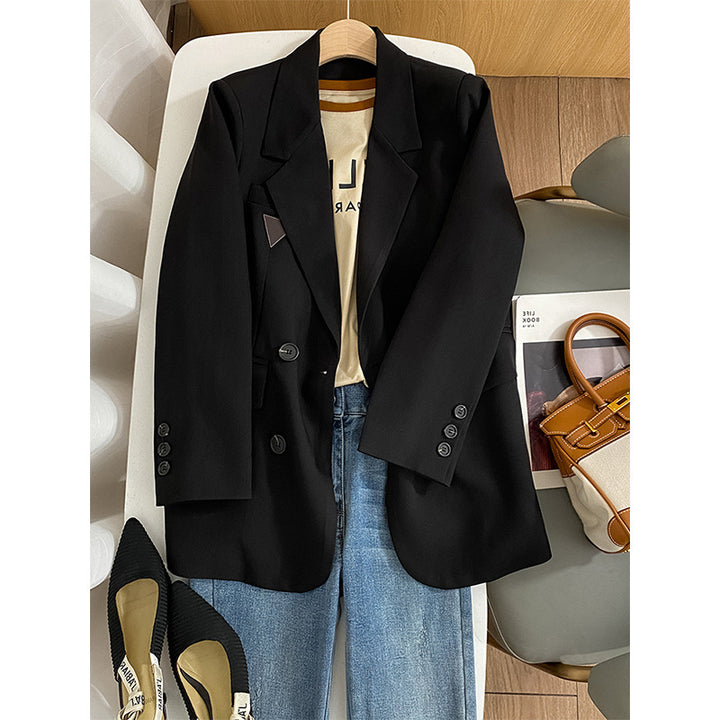 Women's Stylish Double-Breasted Blazer with Waist Belt Mune Fashion