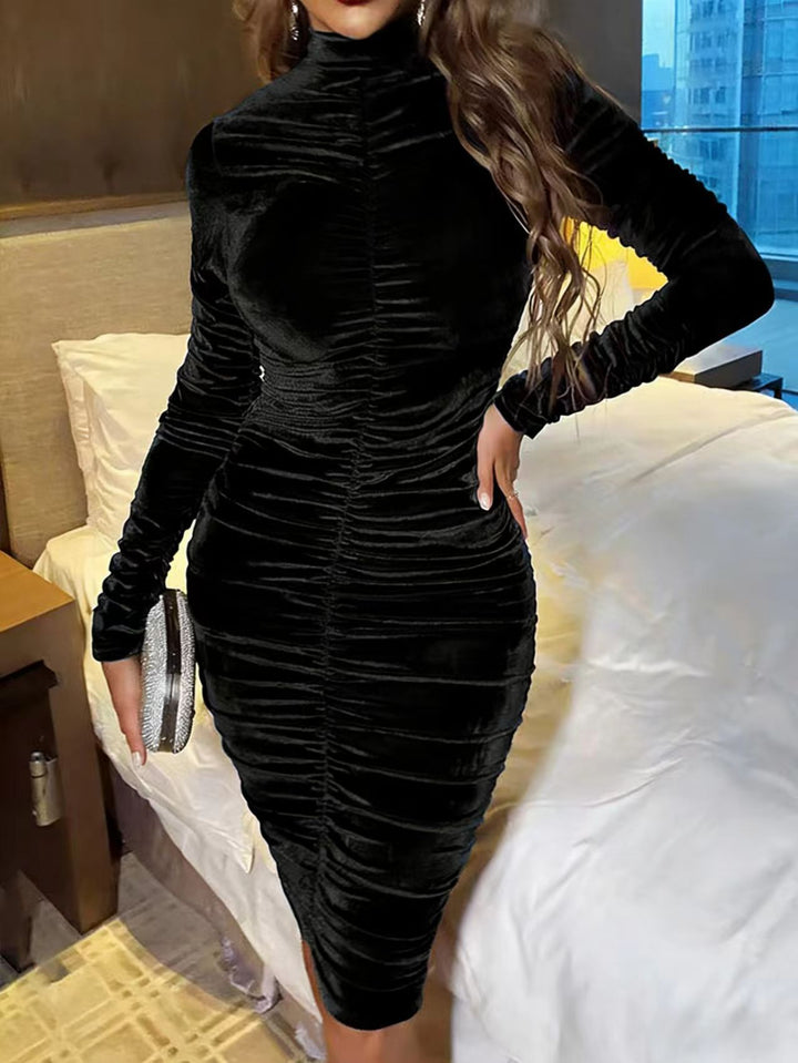 Women Elegant figure-hugging velvet dress Mune Fashion