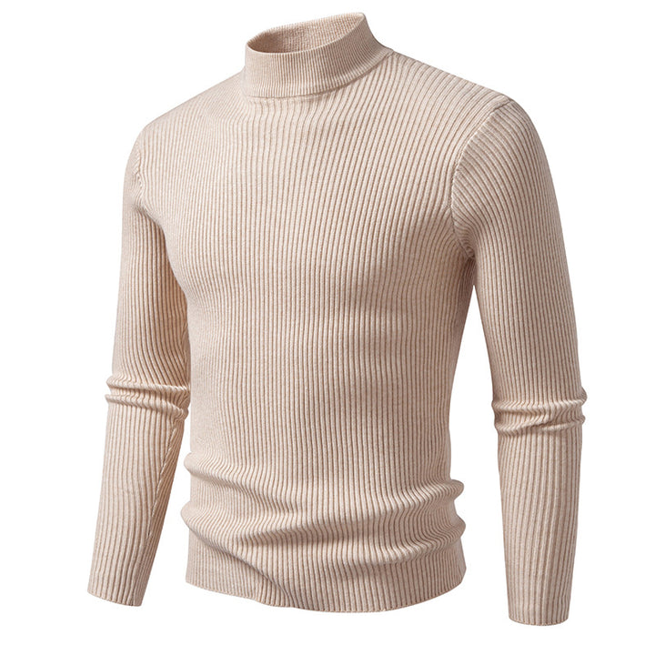 Men's ribbed mock neck pullover narrow fit thermal fine knit Mune Fashion