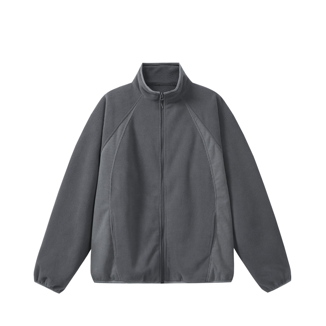 Unisex Fleece Zip Jacket with Stand-up Collar and Structured Side Inserts Mune Fashion