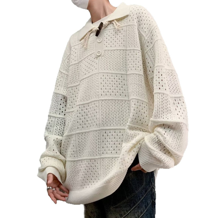 Men's Fashionable Chunky Knit Sweater with Stand-Up Collar and Button Placket Mune Fashion