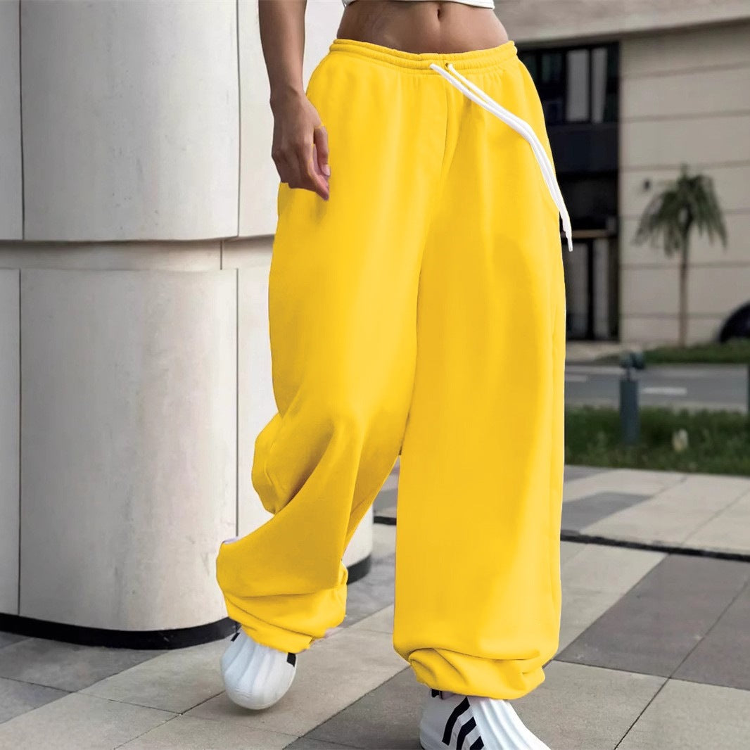 Women's wide Baggy joggers with a high comfort waistband, drawstring and elastic ankle cuffs Mune Fashion
