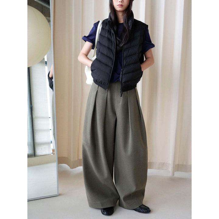 Women Wide High-waisted Pleated Culotte Pants Mune Fashion
