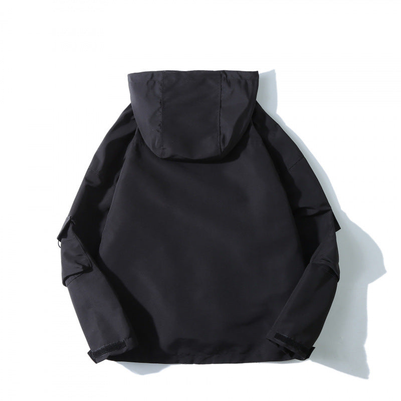 Unisex Loose-Fitting Utility Softshell Jacket with Hood and Multiple Pockets Mune Fashion