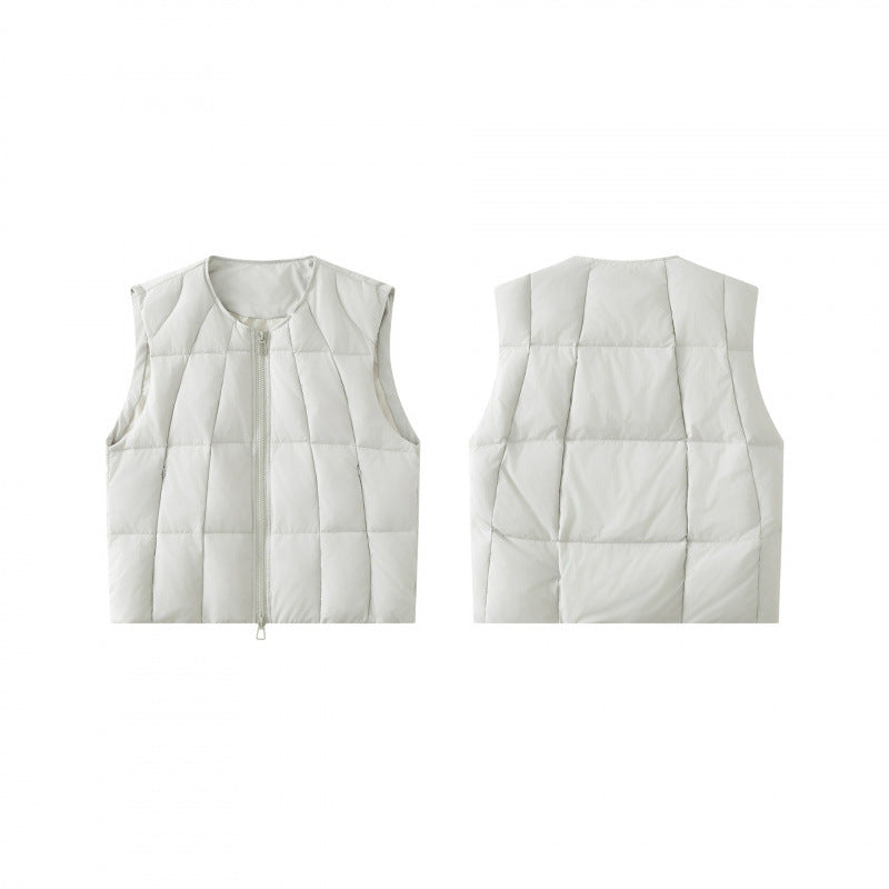 Unisex Quilted lightweight quilted vest with round neckline and two-way zipper Mune Fashion