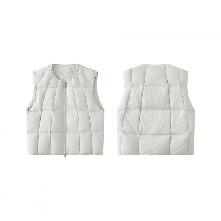 Unisex Quilted lightweight quilted vest with round neckline and two-way zipper Mune Fashion