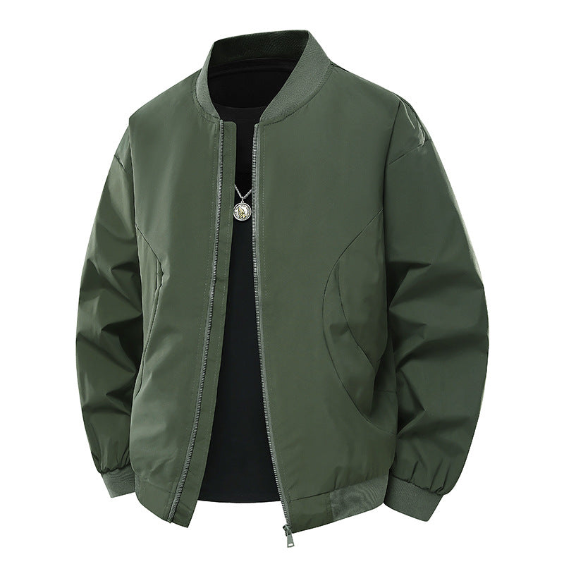 Men's Minimalist Bomber Jacket with Stand-up Collar, Two-way Zipper & Side Pockets Mune Fashion